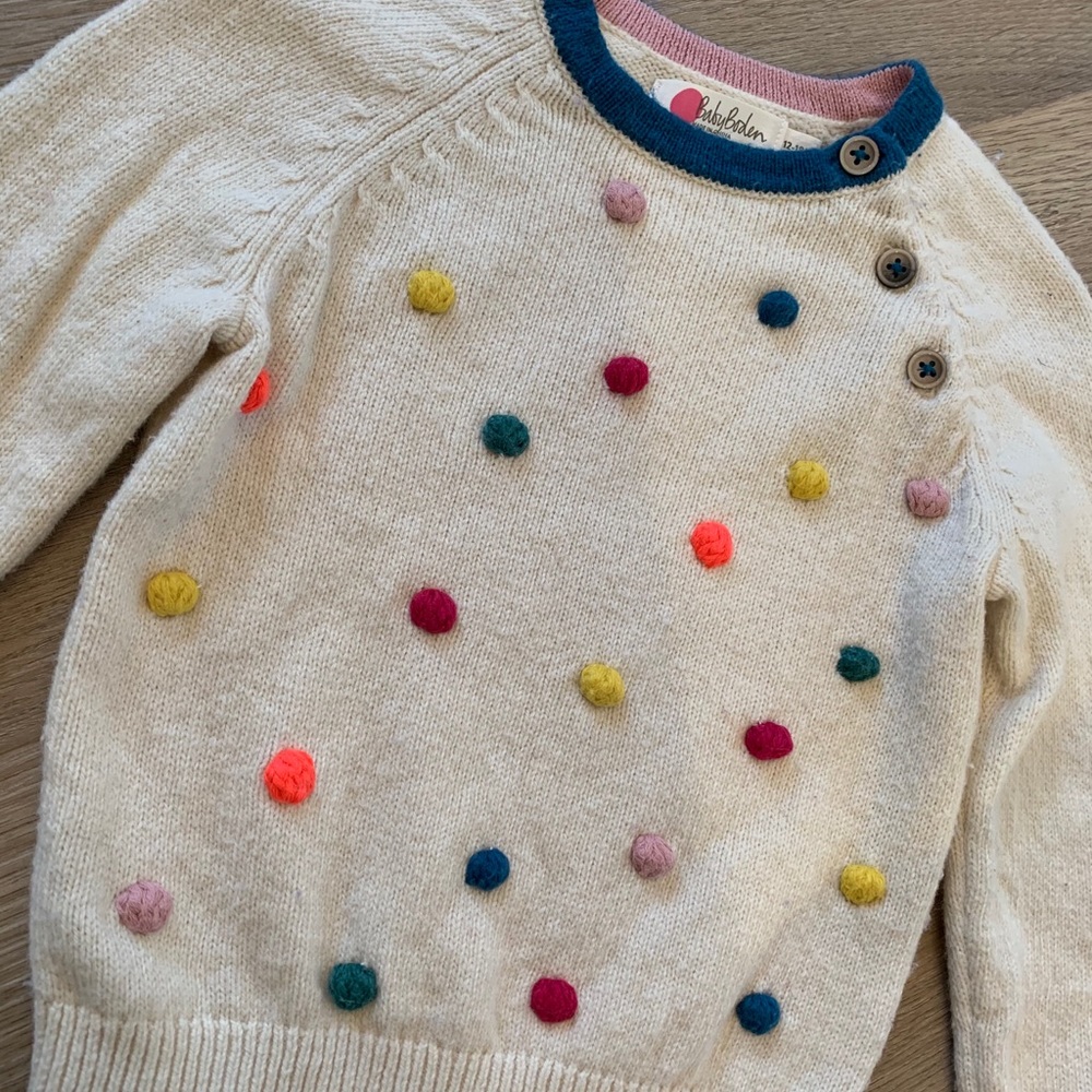 Baby Boden Sweater Pom Dot Set 12-18 Months - Picture 2 of 2
